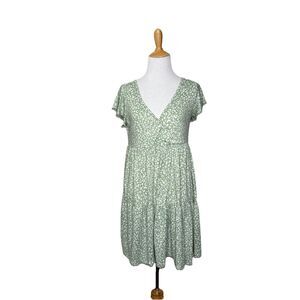 Jessica Simpson Mint Green White Leopard Print Mini Dress Size Large Womens